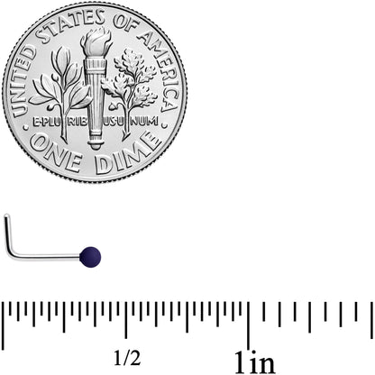 20G 7mm Dark Blue Matte 2mm L Shaped Nose Ring
