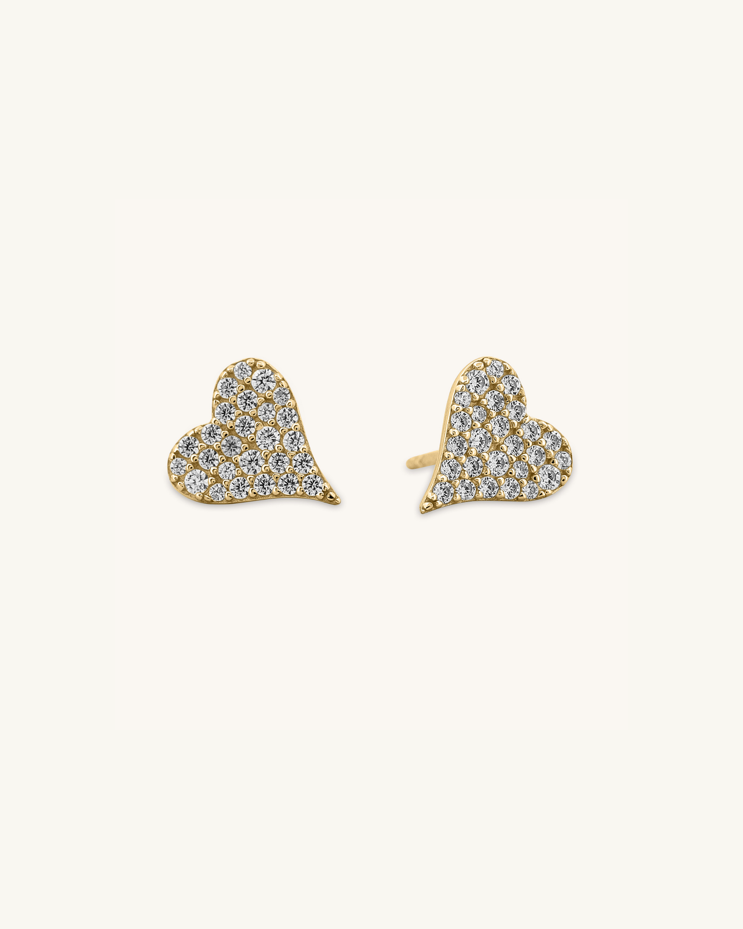 Pave Stone Heart Studs