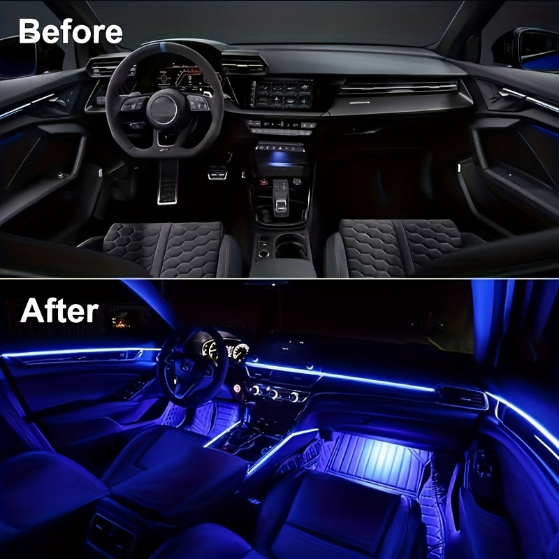3m Interior Automotive Neon (center Console + Dashboard) with Matching Armrest Storage Box, RGB LED Light Strips for Environmental Application Control
