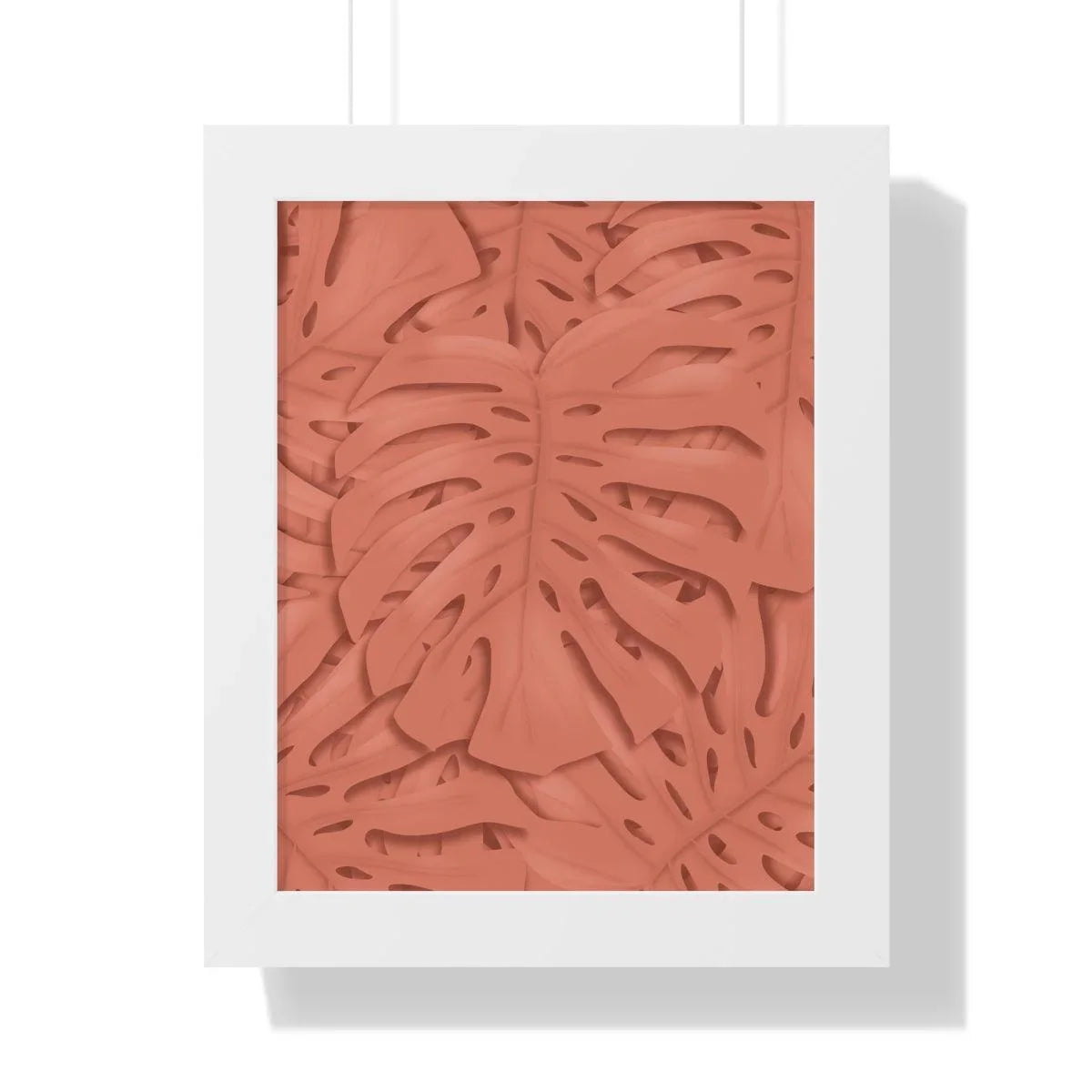 Coral Monstera Framed Print – Botanical Wall Art