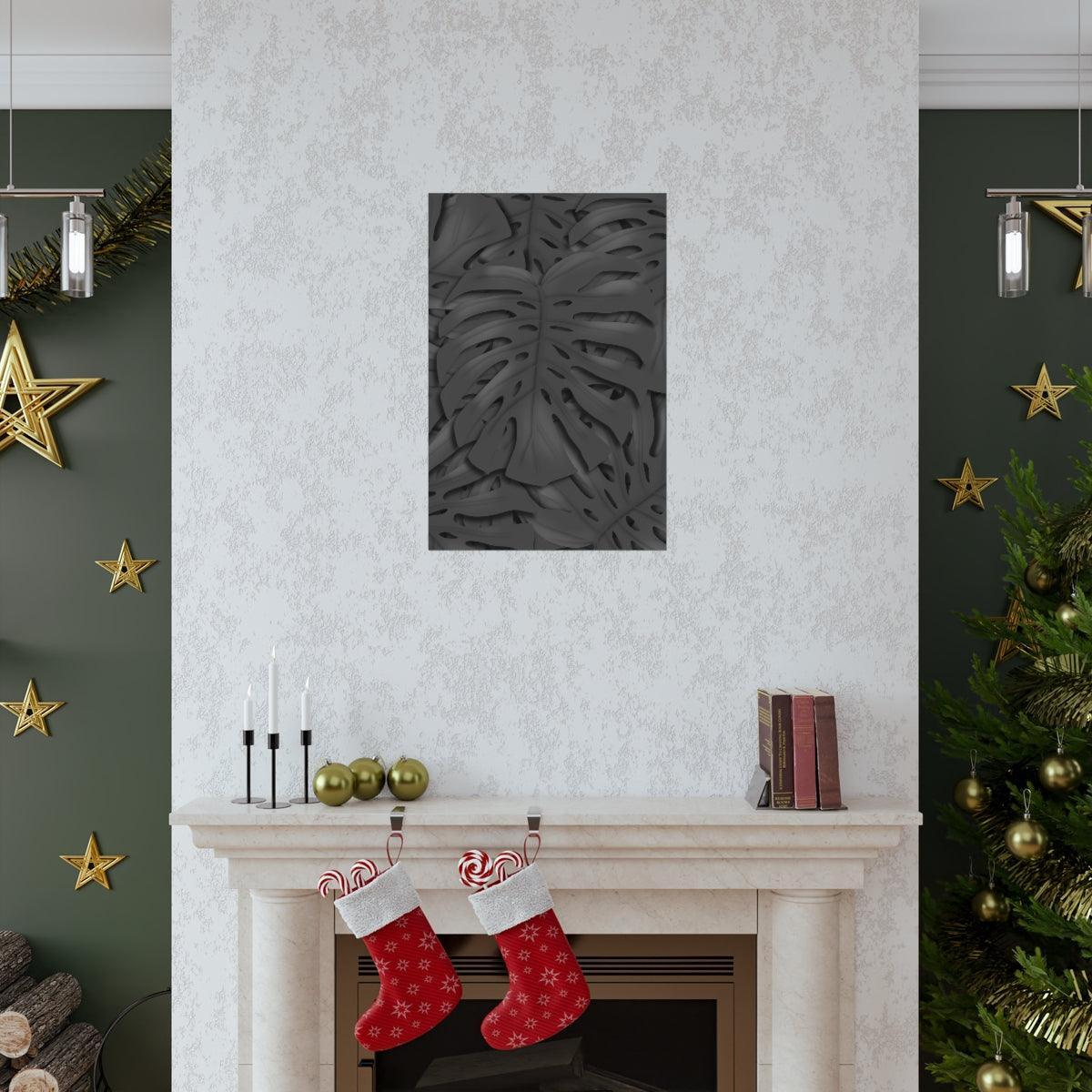 Charcoal Monstera Botanical Print – Unframed Wall Art
