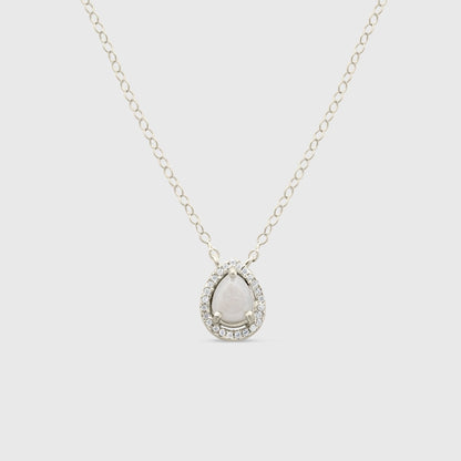 Teardrop Halo Gem Necklace