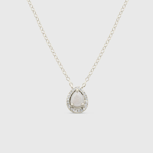 Teardrop Halo Gem Necklace