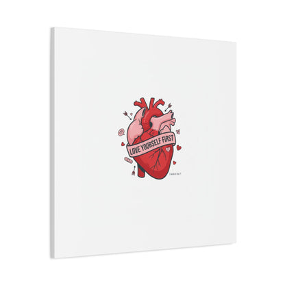 Love Yourself First Canvas, Hearts-with-a-Twist, Anti-Valentine Art