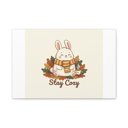 Cozy Bunny Illustration Canvas | Cute Critter Winter Forest Art