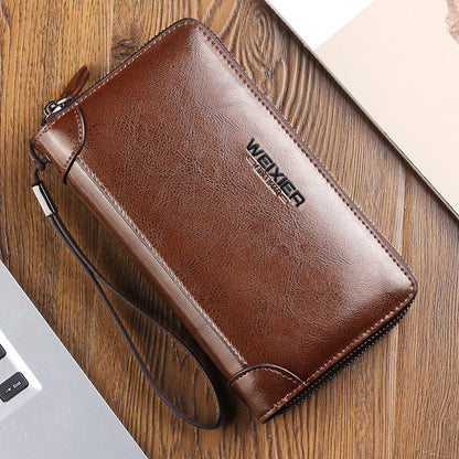 Weixer Men's Premium Leather Clutch - Waterproof Business Wristlet & Organizer