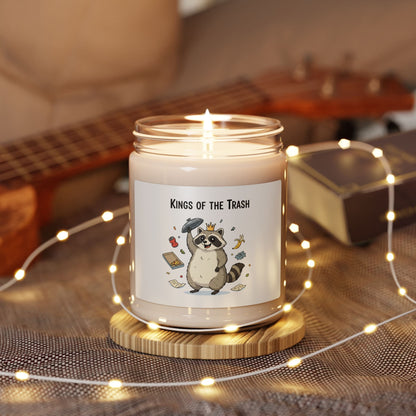 Kings of the Trash Raccoon Candle, soy jar | trash panda, doodle art