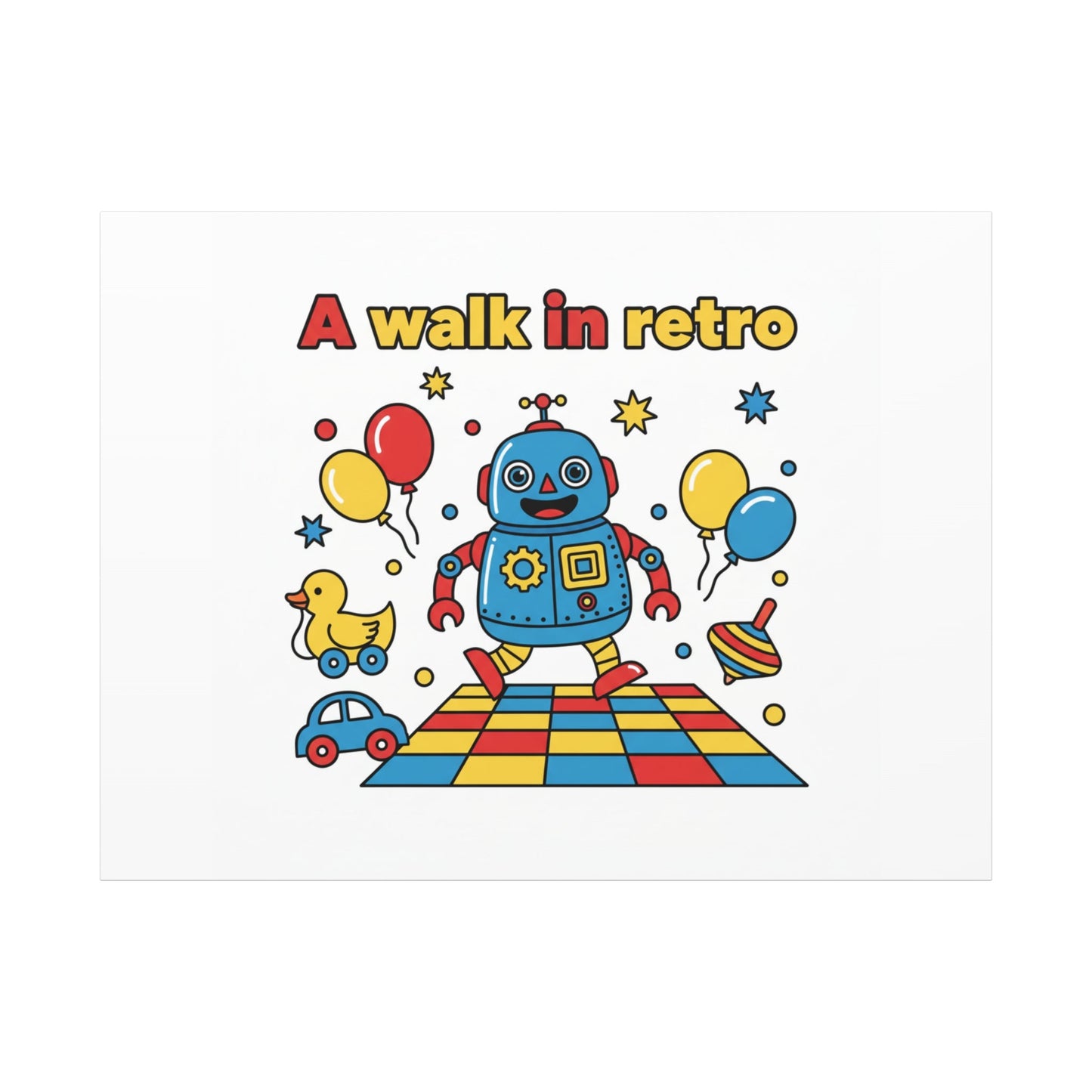 Retro Toy Robot Canvas | Throwback Kid, Primary Color Nostalgia