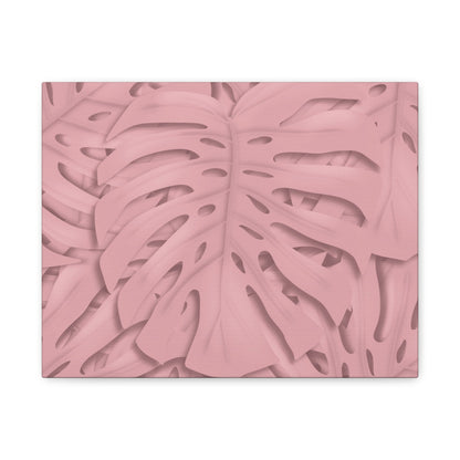 Soft Pink Monstera Canvas Print – Botanical Wall Art