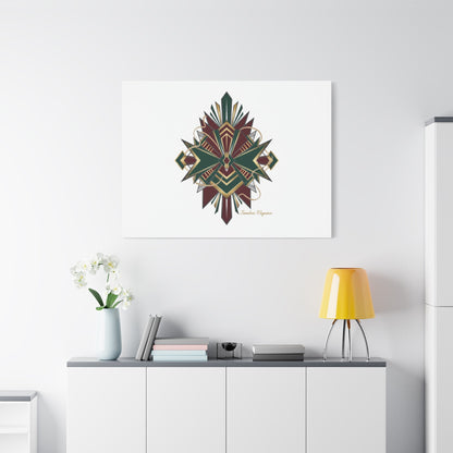 Art Deco geometric brass print Canvas | Neo-Deco chrome & gold fan motif
