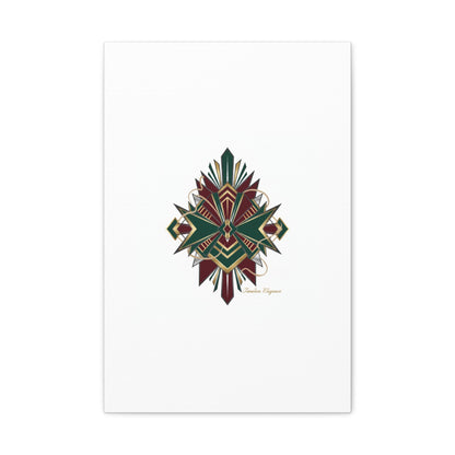 Art Deco geometric brass print Canvas | Neo-Deco chrome & gold fan motif