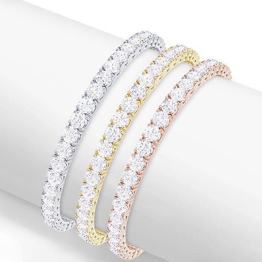 6ctw Created White Sapphire Tennis Bracelet - 3mm Stones - 14K Gold Overlay in White, Yellow or Rose Gold