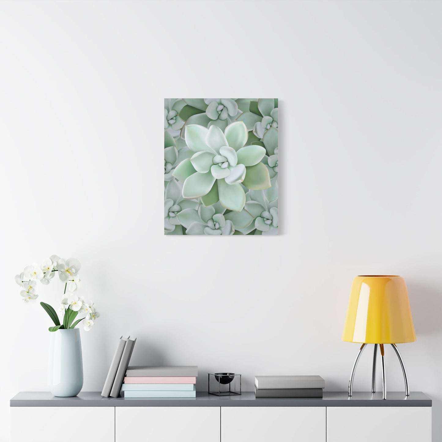 Pachyveria Haagei Succulent Pattern Canvas Print – Botanical Wall Art