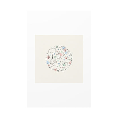 Doodle Circle Line Drawing Matte Canvas, Hand-Drawn Sketch Art