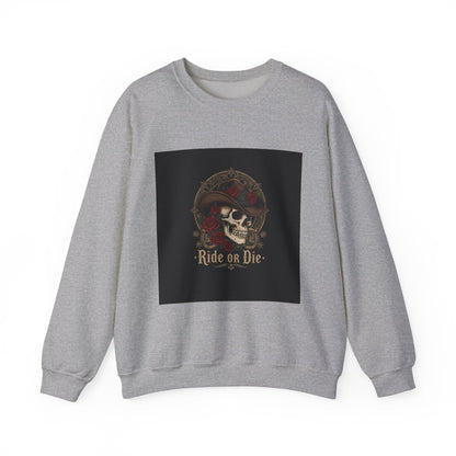 Ride or Die Skull Crewneck Sweatshirt | western skull art, gothic Americana