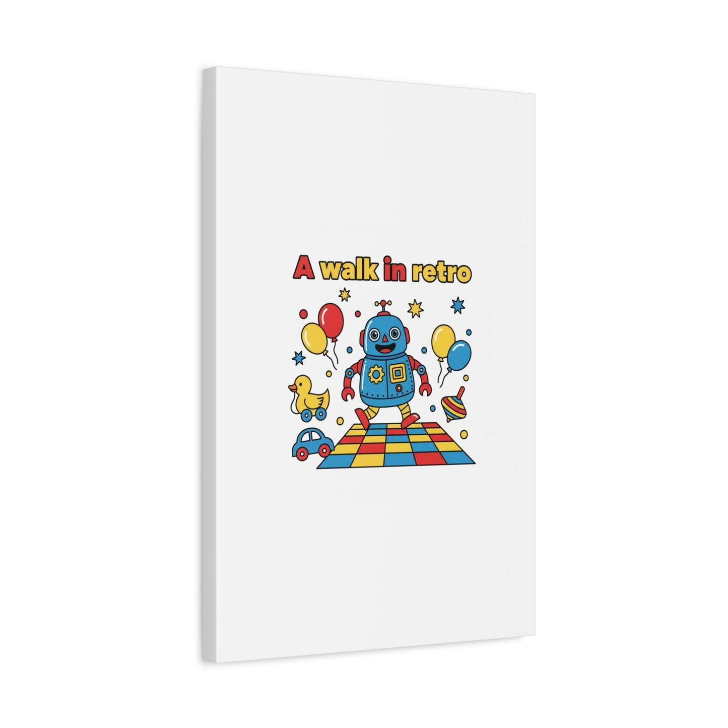 Retro Toy Robot Canvas | Throwback Kid, Primary Color Nostalgia