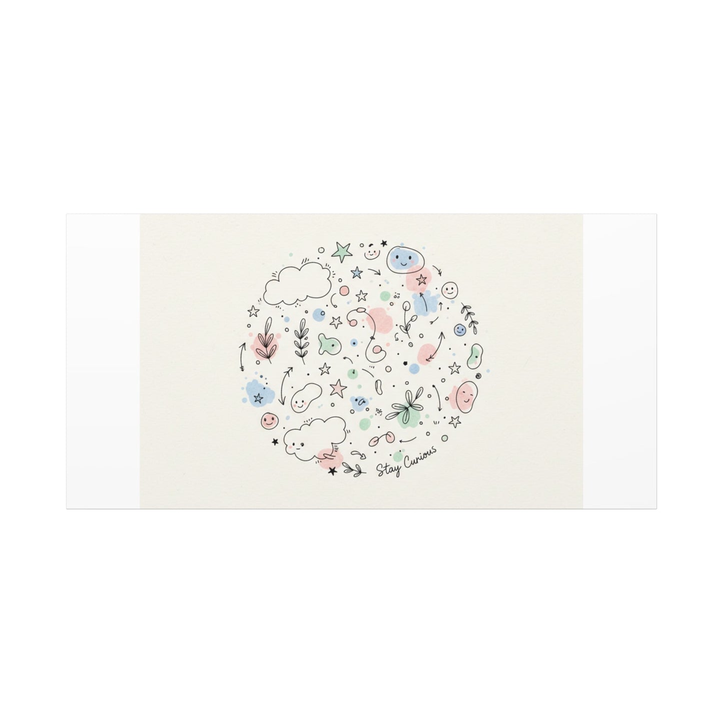 Doodle Circle Line Drawing Matte Canvas, Hand-Drawn Sketch Art