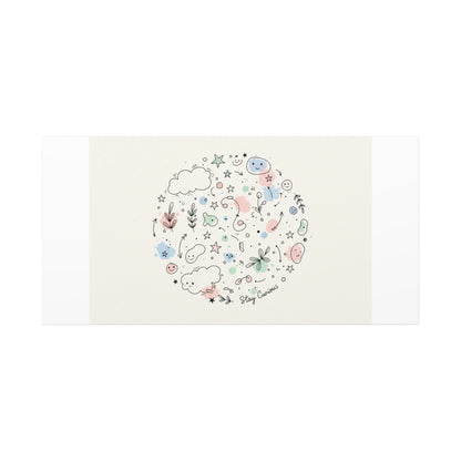 Doodle Circle Line Drawing Matte Canvas, Hand-Drawn Sketch Art