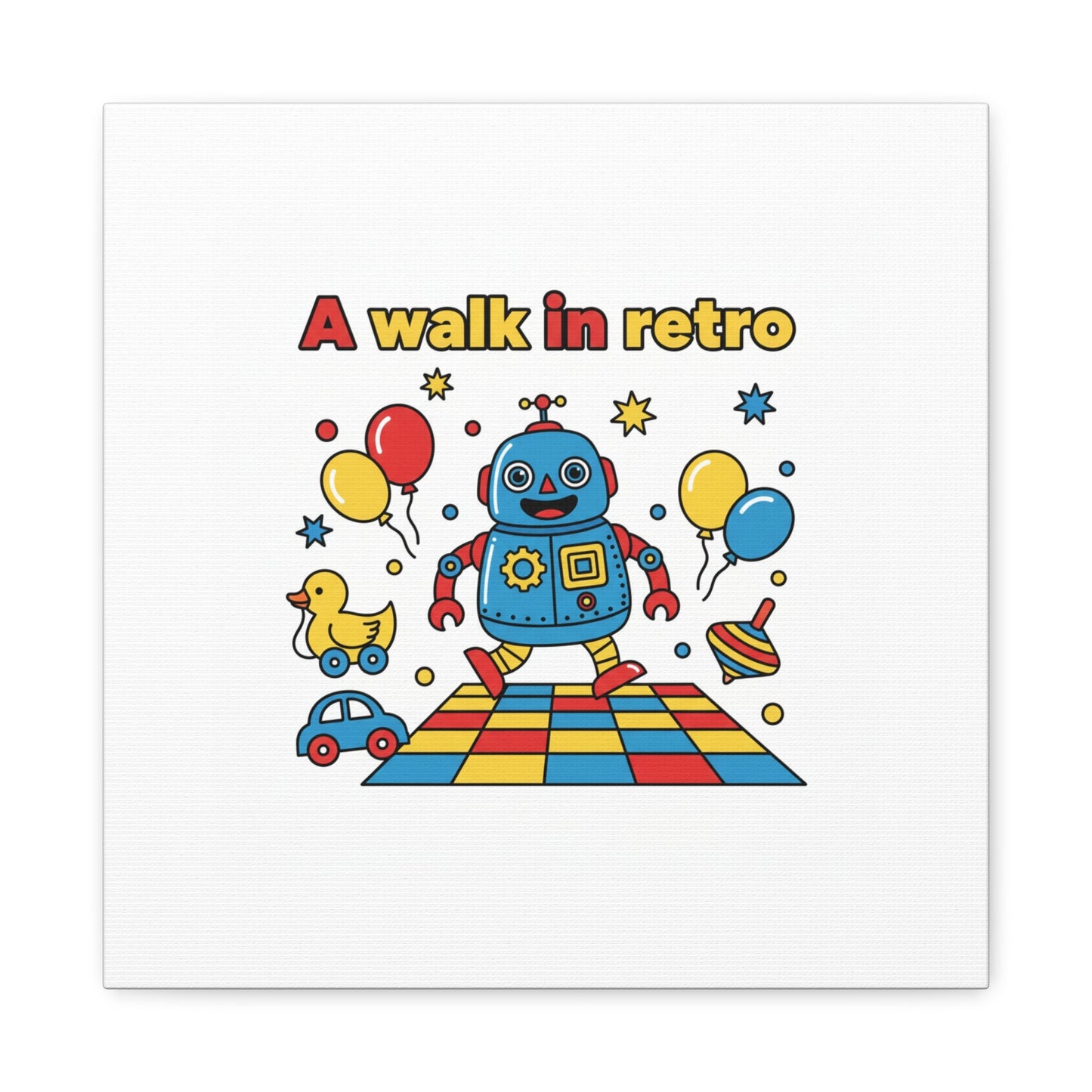 Retro Toy Robot Canvas | Throwback Kid, Primary Color Nostalgia