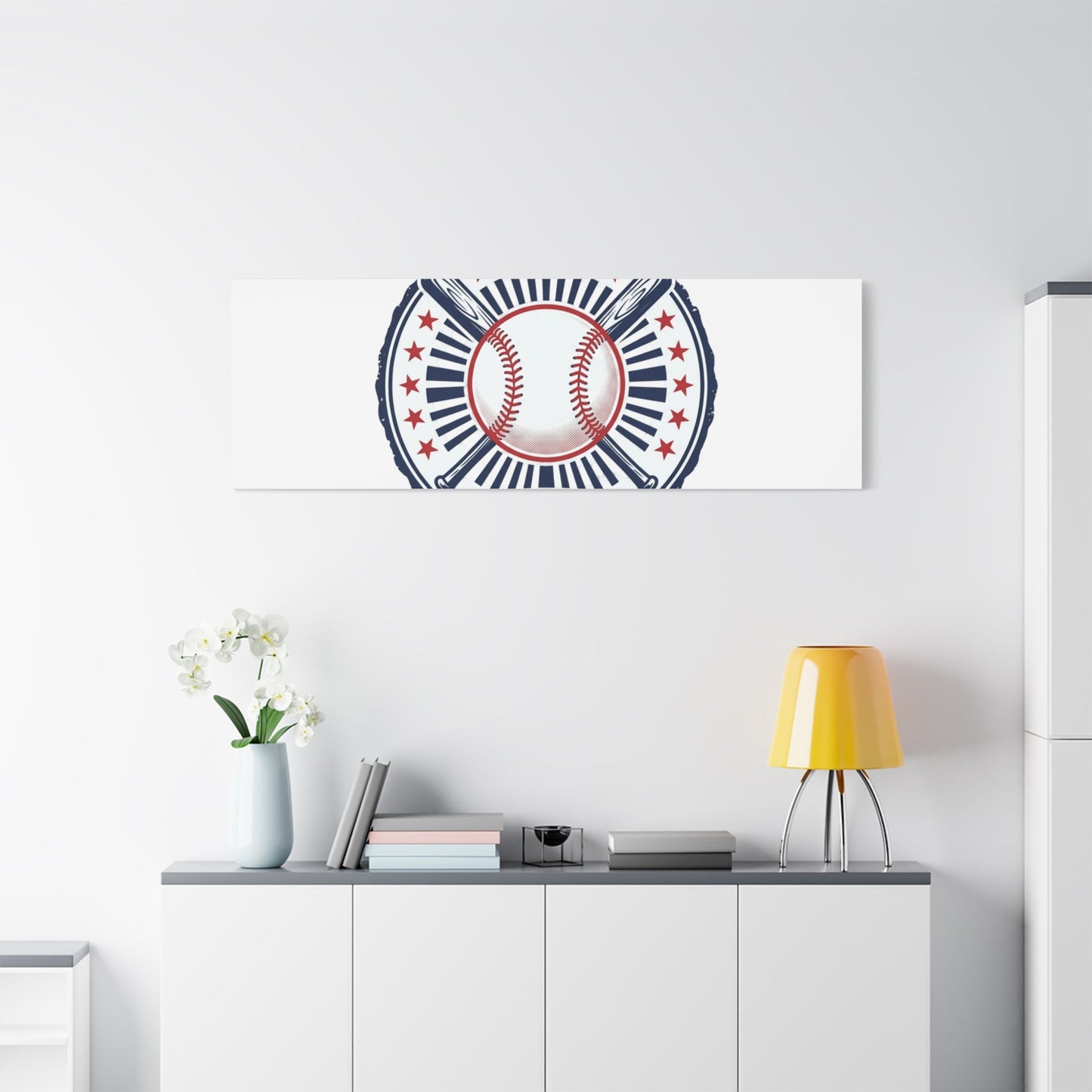 United by Baseball Canvas | Patriotic Baseball Graphic, Red White Blue Wall Art