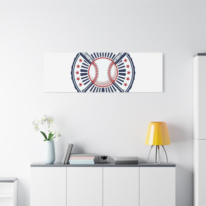 United by Baseball Canvas | Patriotic Baseball Graphic, Red White Blue Wall Art