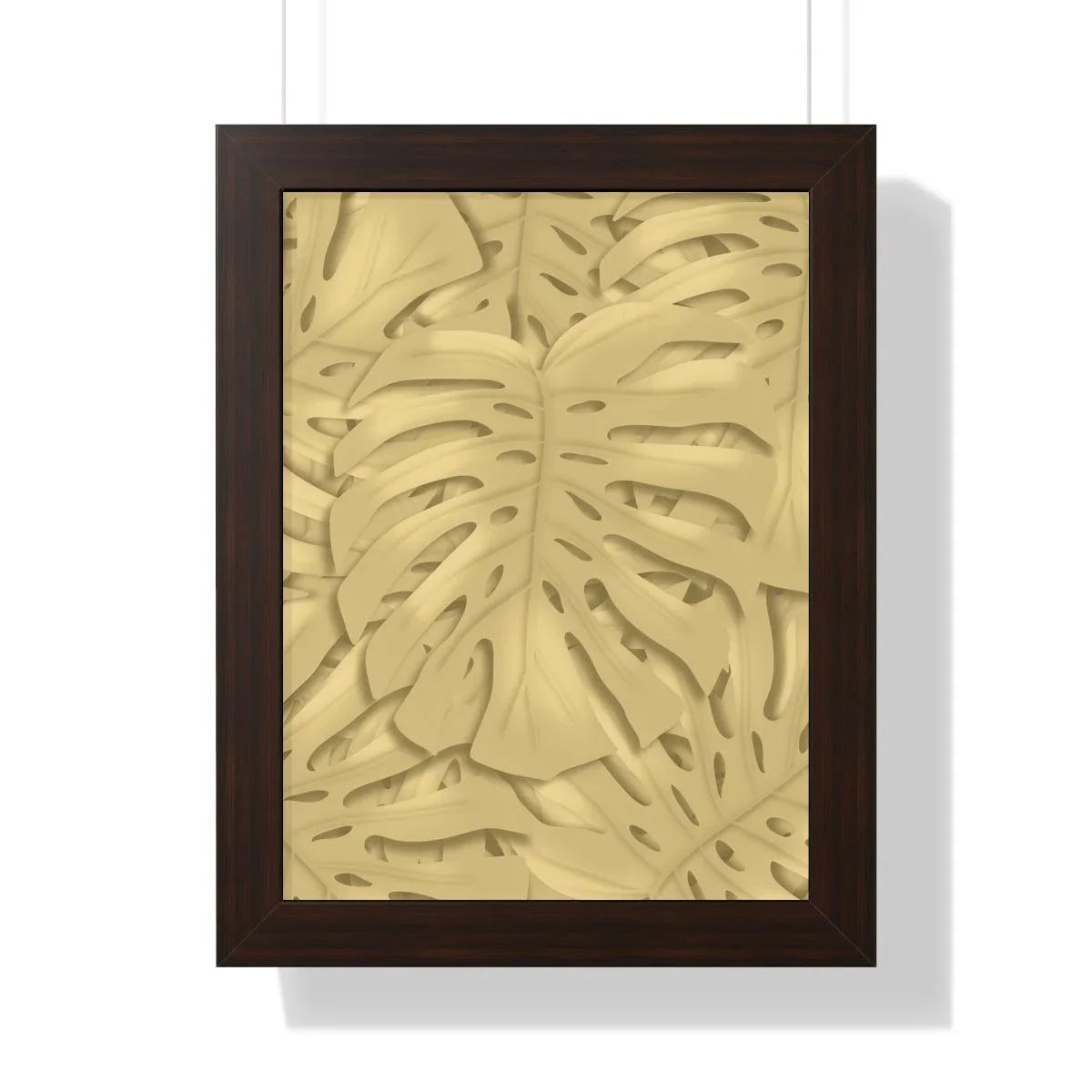 Golden Monstera Framed Print – Botanical Wall Art