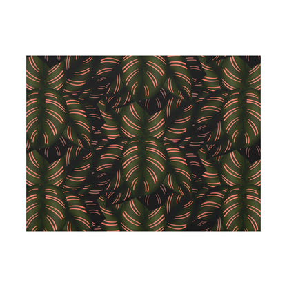 Calathea Pinstripe Pattern Canvas Print – Botanical Wall Art