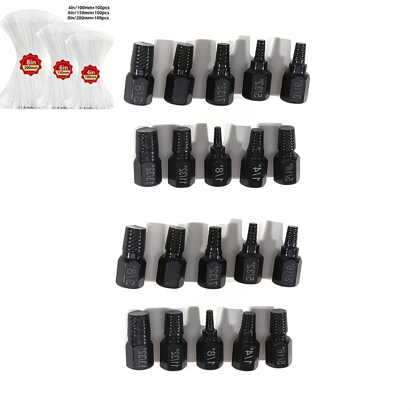 20pcs Industrial Screw Extractor Set: Alloy Steel Damaged Screw Removal Kit, Metal Easy-Out Drill Bits, Broken Bolt Stud Extractor Tools, Multi-Groove Screw Extractor Set, Suitable for Bolt Stud Tubes 1/8"-13/32", Local Wareh