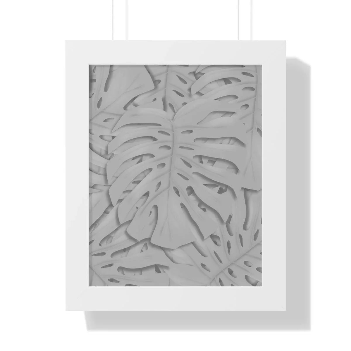 Soft Grey Monstera Framed Print – Botanical Wall Art
