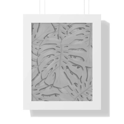 Soft Grey Monstera Framed Print – Botanical Wall Art