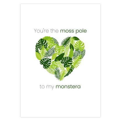 Monstera Leaf Valentine's Day Card – Botanical Design Blank Inside