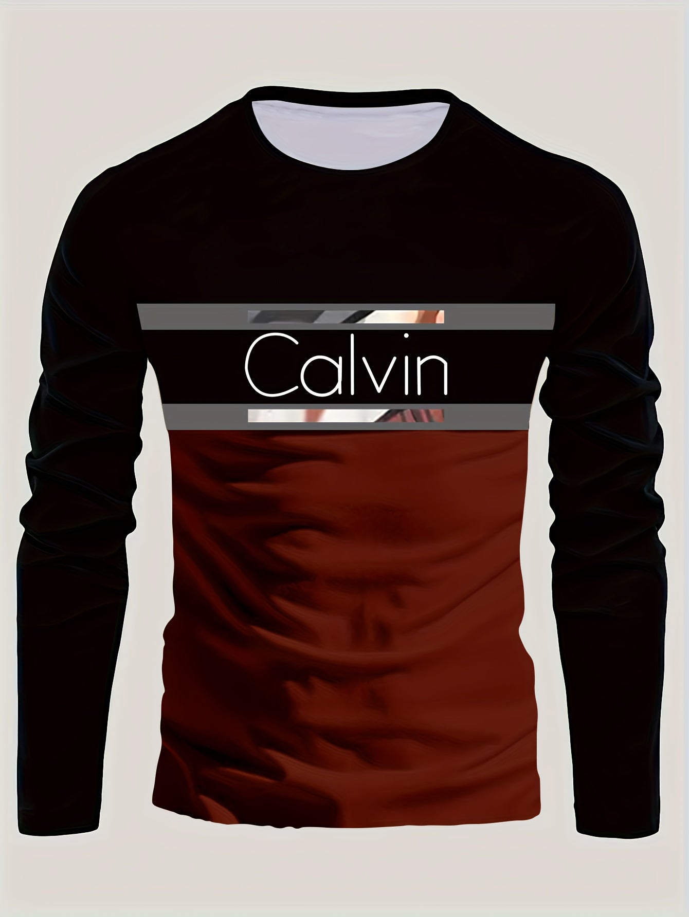 Men'S 3D Digital Printing Crew Neck Long-sleeved T-shirt | Casual Style, Slight Stretch Fabric, All Over Print, Regular Fit, Ideal for Fall/Winter, Perfect Gift for Family and Friends