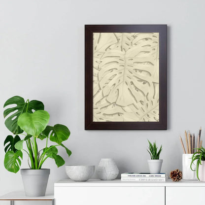 Beige Monstera Framed Print – Botanical Wall Art