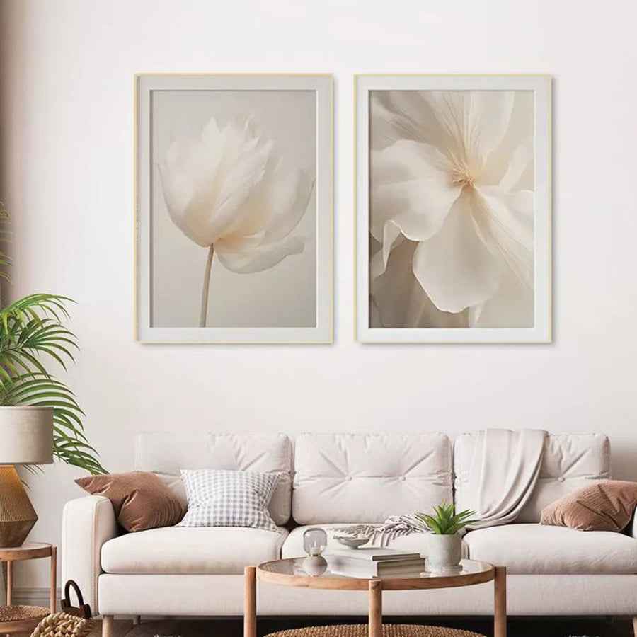White Floral Vase Warm Living Room Bedroom Canvas Painting Decoration