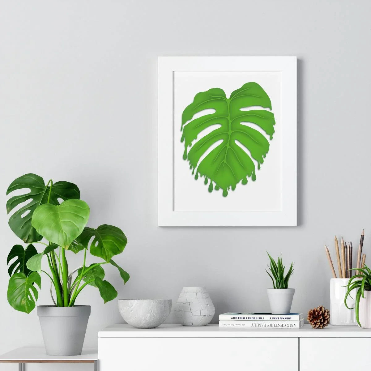 Melting Monstera Framed Print – Botanical Wall Art