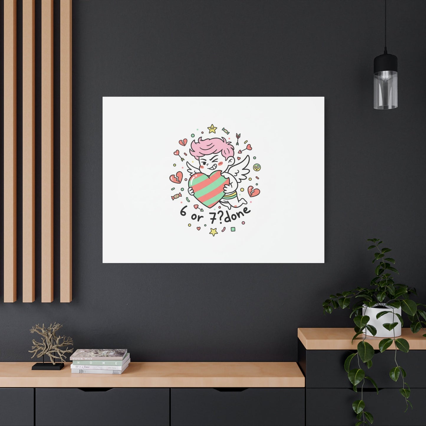 Weird Cupid heart illustration Canvas | Weird Valentine, quirky chaotic love