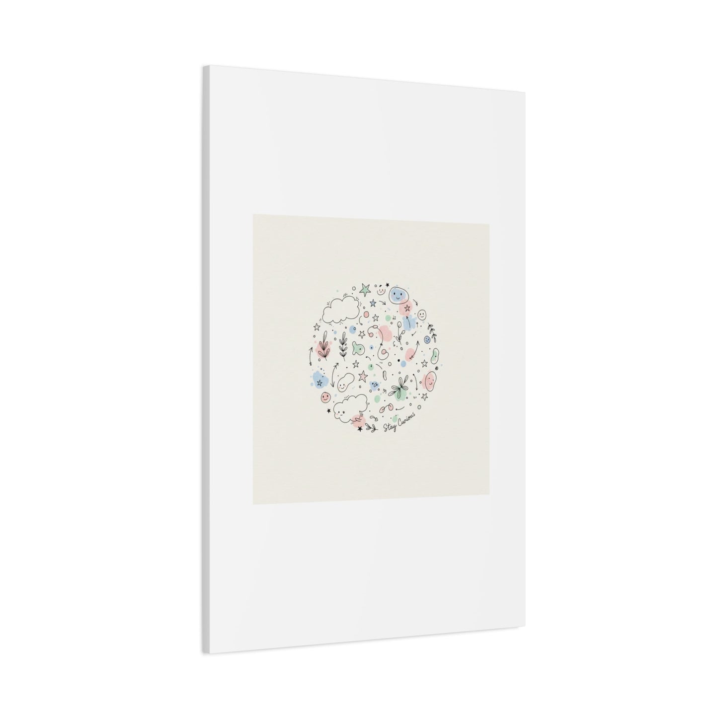 Doodle Circle Line Drawing Matte Canvas, Hand-Drawn Sketch Art