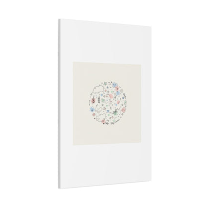 Doodle Circle Line Drawing Matte Canvas, Hand-Drawn Sketch Art
