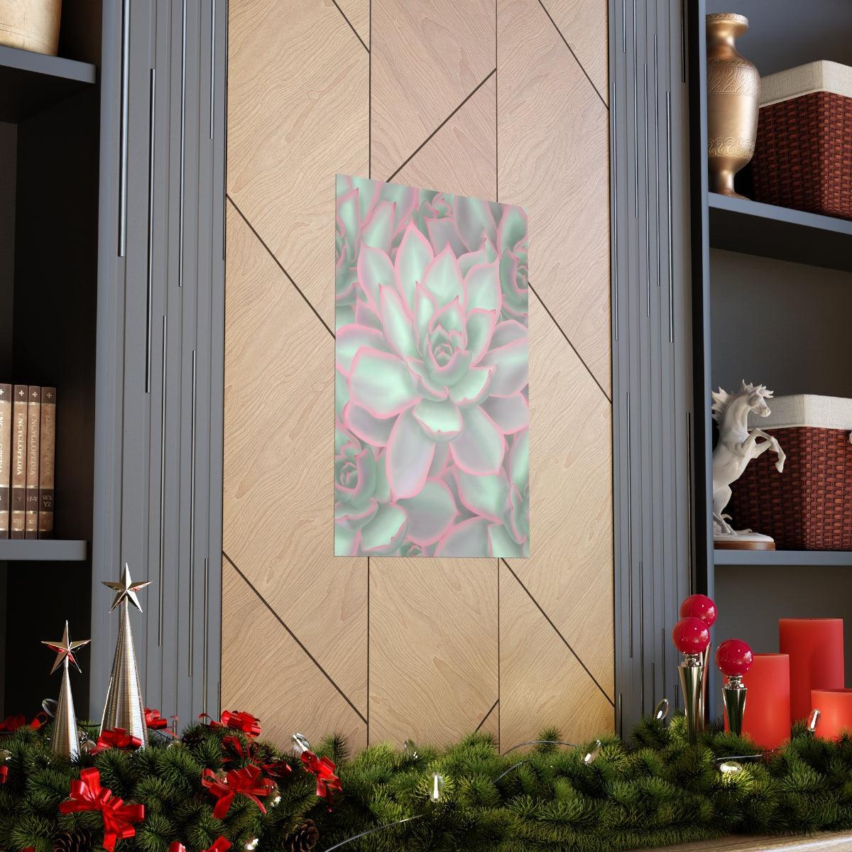 Echeveria Violet Queen Succulent Pattern Botanical Print – Unframed Wall Art