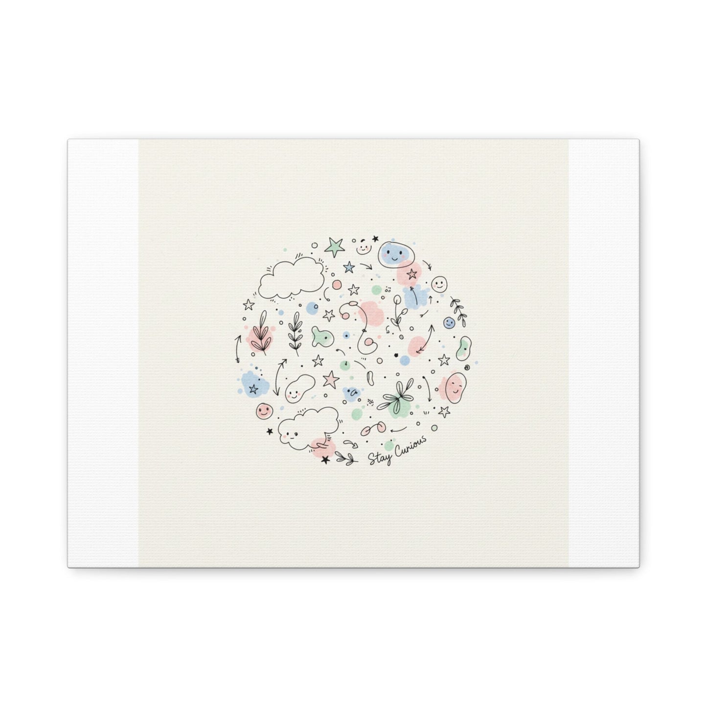 Doodle Circle Line Drawing Matte Canvas, Hand-Drawn Sketch Art