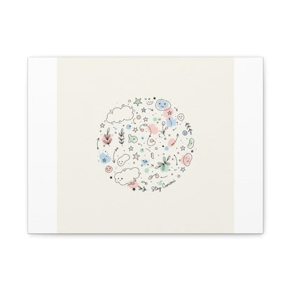 Doodle Circle Line Drawing Matte Canvas, Hand-Drawn Sketch Art