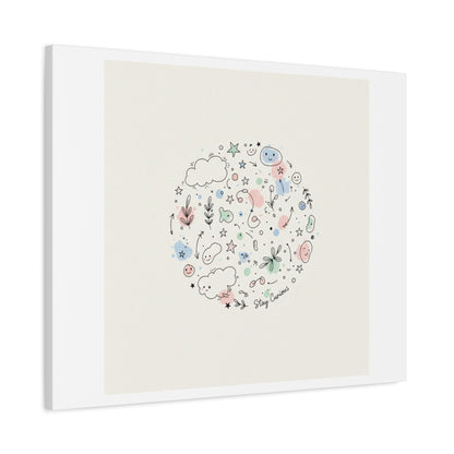 Doodle Circle Line Drawing Matte Canvas, Hand-Drawn Sketch Art