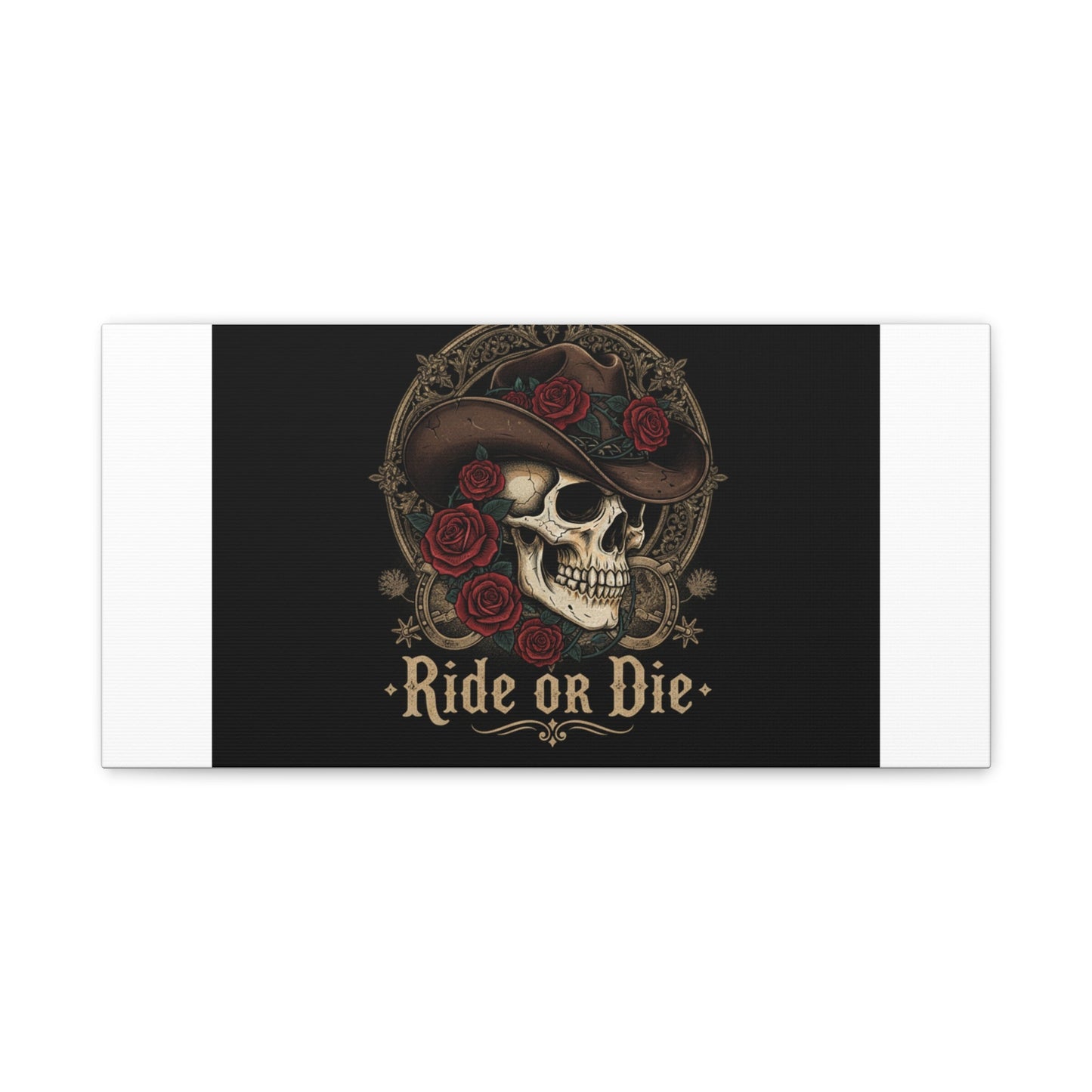 Ride or Die Skull Canvas | Western Skull Art, Gothic Americana