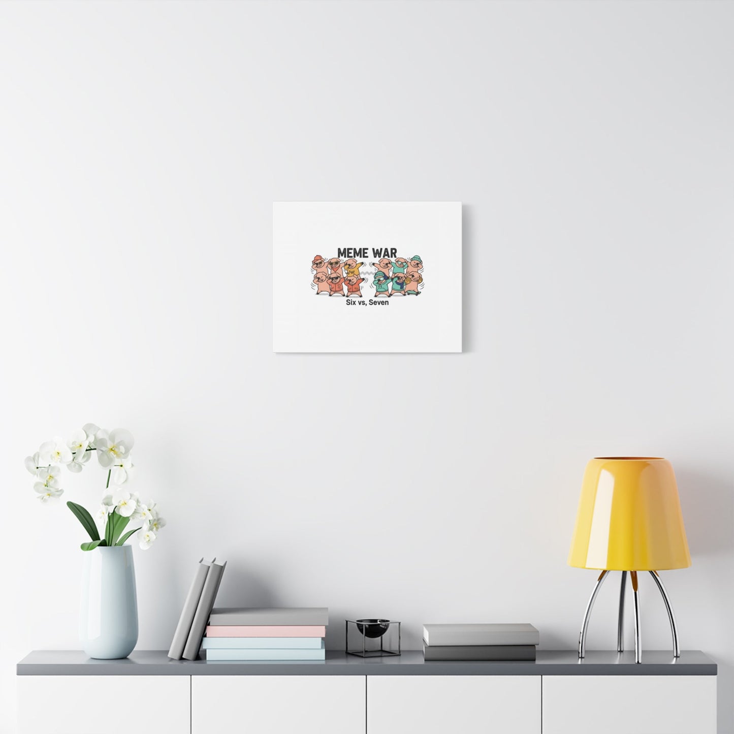 Meme War: Six vs. Seven Canvas Wall Art