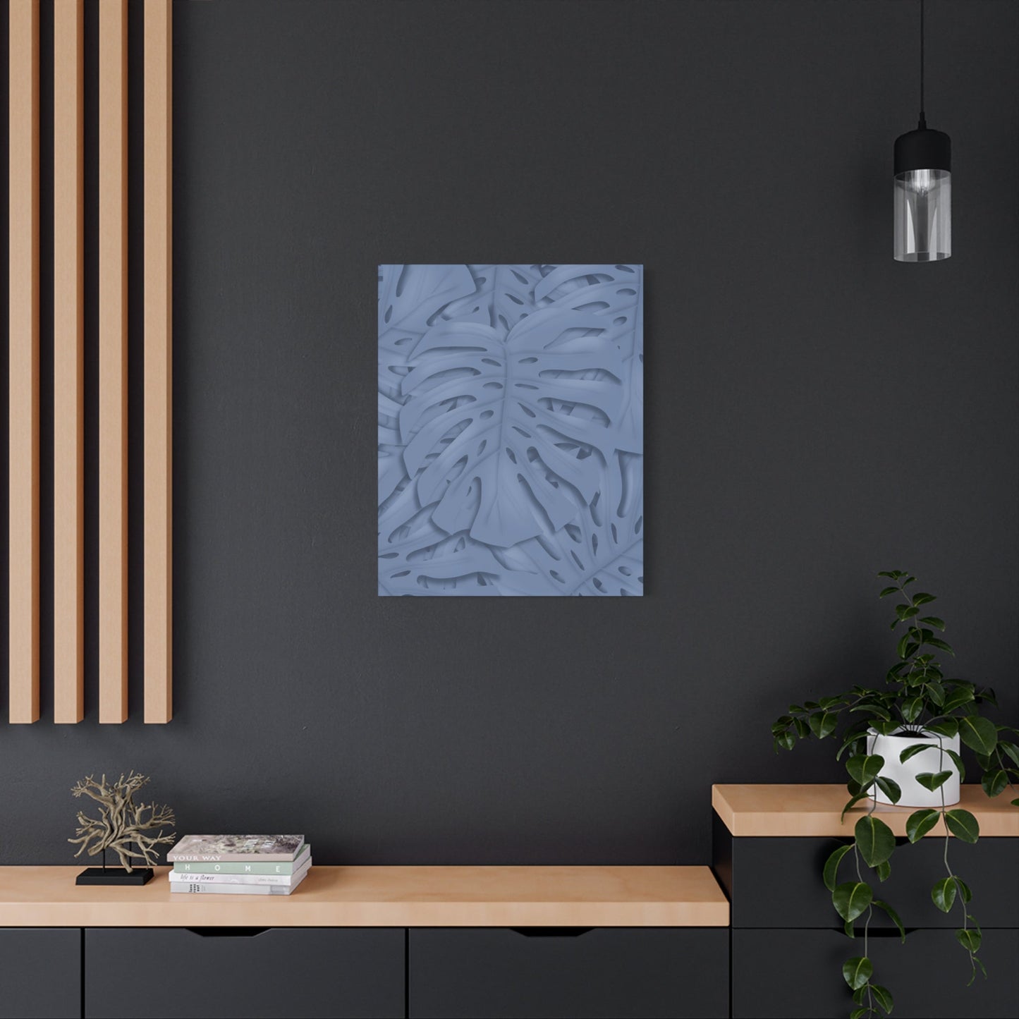 Blue Monstera Canvas Print – Botanical Wall Art