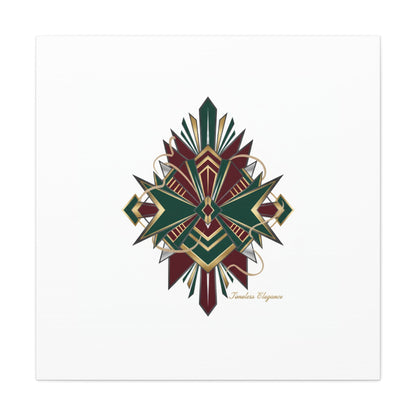 Art Deco geometric brass print Canvas | Neo-Deco chrome & gold fan motif