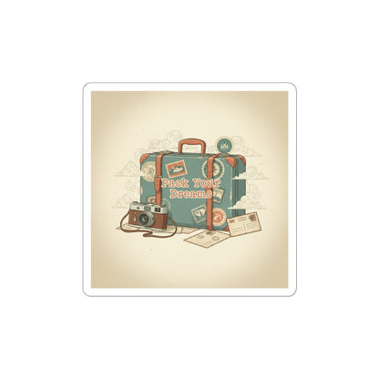 Pack Your Dreams suitcase sticker | retro travel stamp, postcard vintage