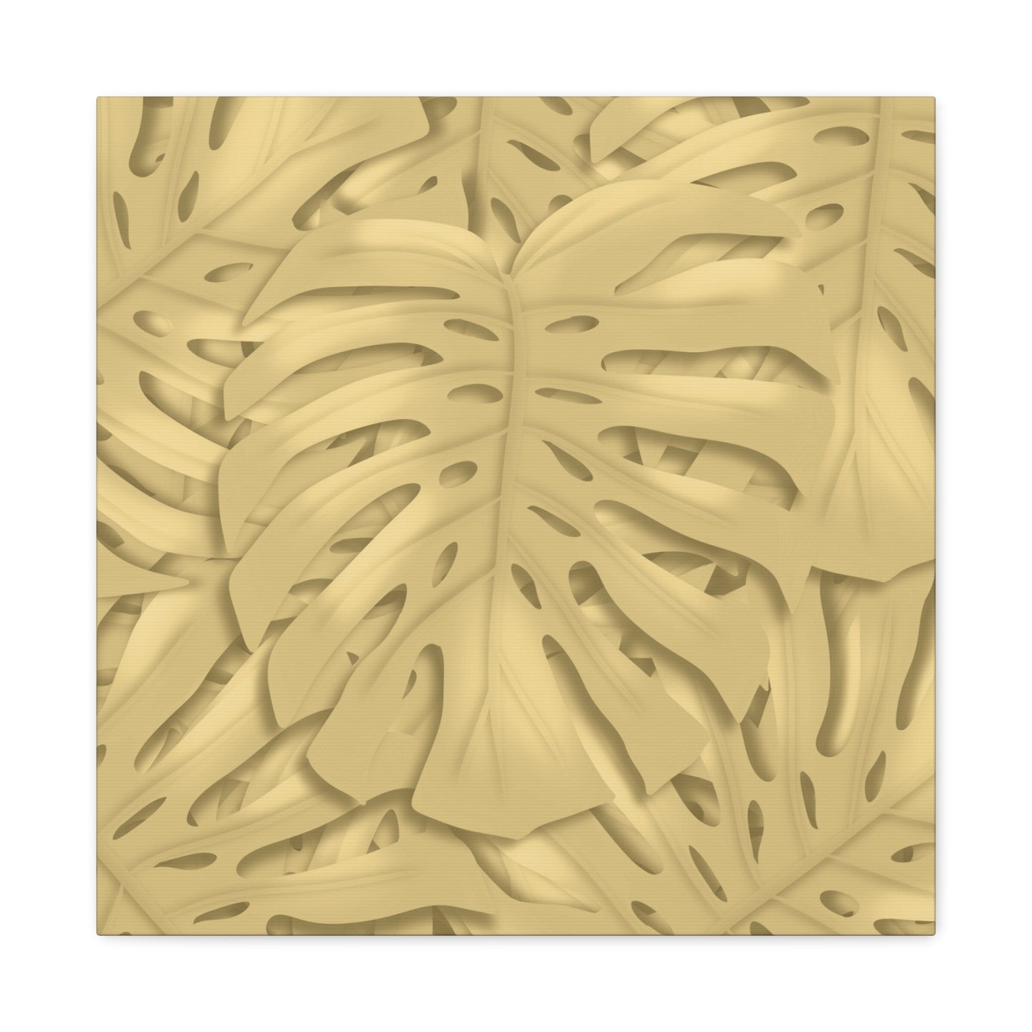 Golden Monstera Canvas Print – Botanical Wall Art