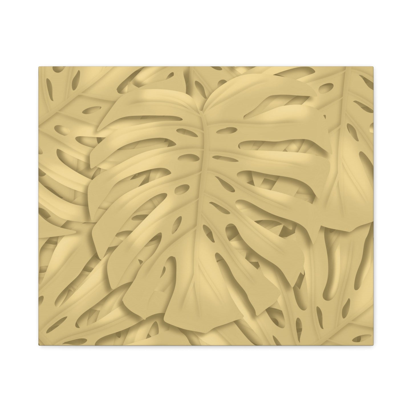 Golden Monstera Canvas Print – Botanical Wall Art