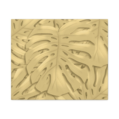 Golden Monstera Canvas Print – Botanical Wall Art